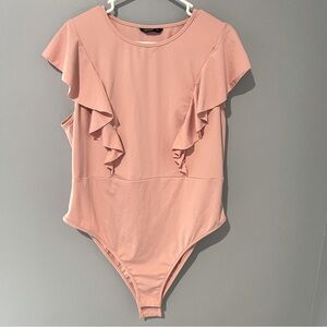 Shein | Pink Women’s Bodysuit | Size 2XL | Ruffle pattern | Fashion Bodysuit |